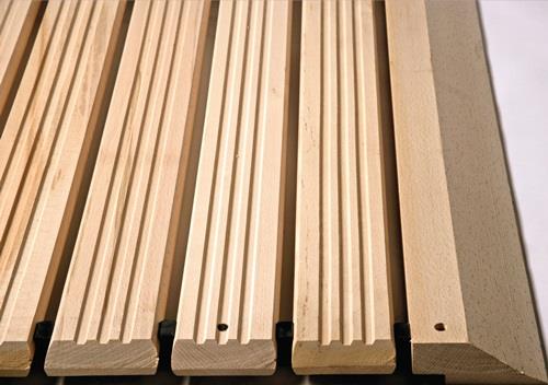 Holzlaufrost B800xS35mm Buche natur m.Auffahrk.u.Abschr.Preis p.lfd.m MILTEX || VE = 1 MT