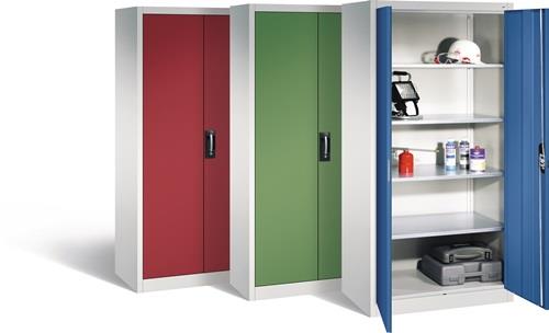Flügeltürenschrank H1950xB1200xT600mm lichtgrau/enzianblau 4 BD Trgf.70 kg C+P || VE = 1 ST