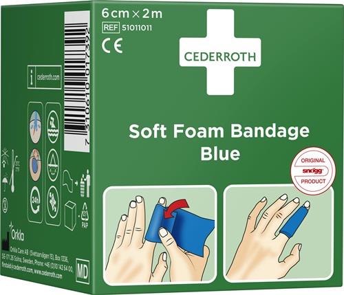 Soft Foam Bandage selbsthaftend elastisch,blau Rl.6cmx2m CEDERROTH || VE = 1 ST