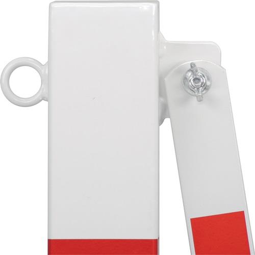 Sperrpfosten L4000xH1000mm m.Scherengitter z.Aufschr.rot/weiß 71x70mm || VE = 1 ST