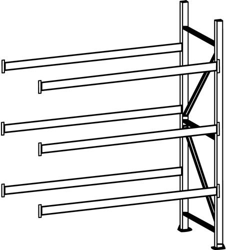 Weitspannregal H2200xB2600xT800mm Anbauregal 3 Spanplattenböden Trgf.490kg META || VE = 1 ST