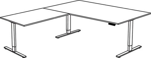 Schreibtisch M-ove silber H720-1200xB1800xT1800mm graphit m.Anbautisch || VE = 1 ST