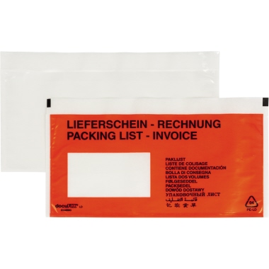 Dokumententasche Lieferschein- Rechnung DL mF sk rt 250 St./Pack.