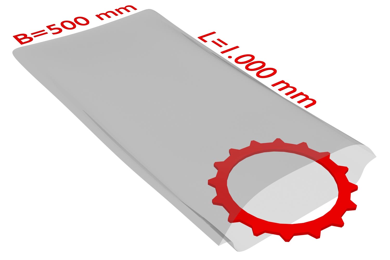 PE-Flachbeutel, transparent, 50 µ | 500 x 1000 mm (Offene Seite x L) | VE = 250 Stk.
