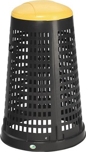 Korbständer D525xH880mmPP schwarz Deckel gelb f.120l Säcke || VE = 1 ST
