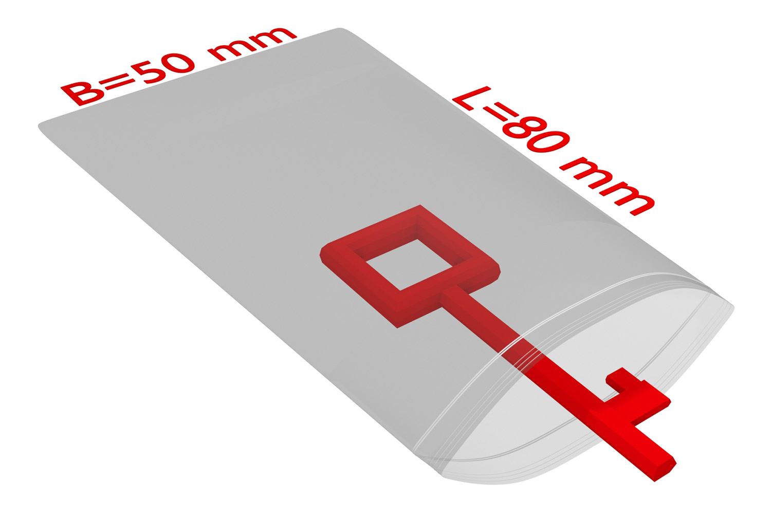 PE-Druckverschlussbeutel, transparent, 50 µ | 50 x 80 mm (Offene Seite x L) | VE = 2000 Stk.