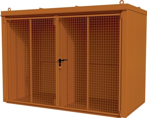 Gasflaschencontainer B3120xT1610xH2295mm m.Dach gelborange Doppelflügeltür BAUER || VE = 1 ST