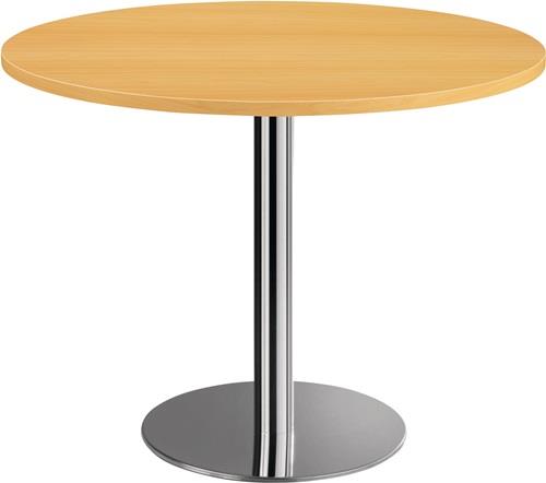 Säulentisch Ø1000xH745mm Nussbaumdekor Tellerfuß D.500mm verchr.HAMMERBACHER || VE = 1 ST