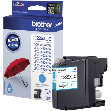 Brother Tintenpatrone LC225XLC 1.200Seiten cyan