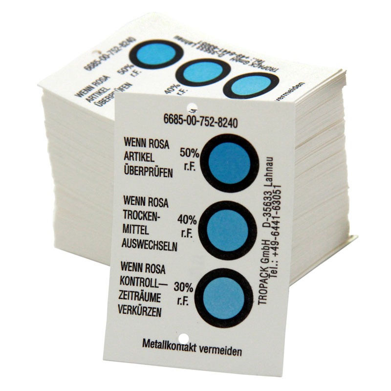 Feuchtigkeitsindikator, Kartenindikator | 50 x 76 mm (B X L) | VE = 125 Stk.
