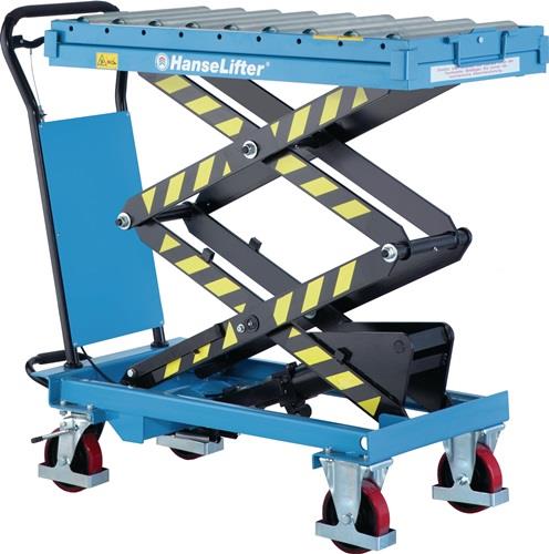 Scherenhubtischwagen Trgf.300kg Hubber.435-1585mm Doppelschere m.Rollenbahn || VE = 1 ST