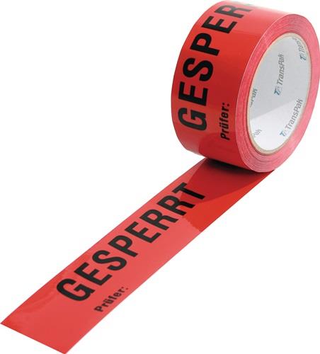 Warnklebeband PP Gesperrt L.66 m,B.50mm rot Rl.TRANSPAK || VE = 36 RL