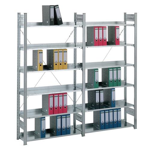 Steckregal lichtgrau H2700xB1000xT600mm Büro Anbauregal 8 Stahlböden Trgf.90kg || VE = 1 ST