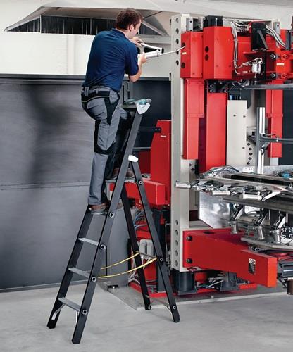 Stehleiter 8 Sprossen Alu.schwarz elox.Leiterlänge 2990mm Arbeits-H.b.ca.4150mm || VE = 1 ST