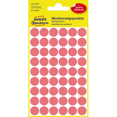 Avery Zweckform Markierungspunkt 3147 12mm leuchtrot 270 St./Pack.