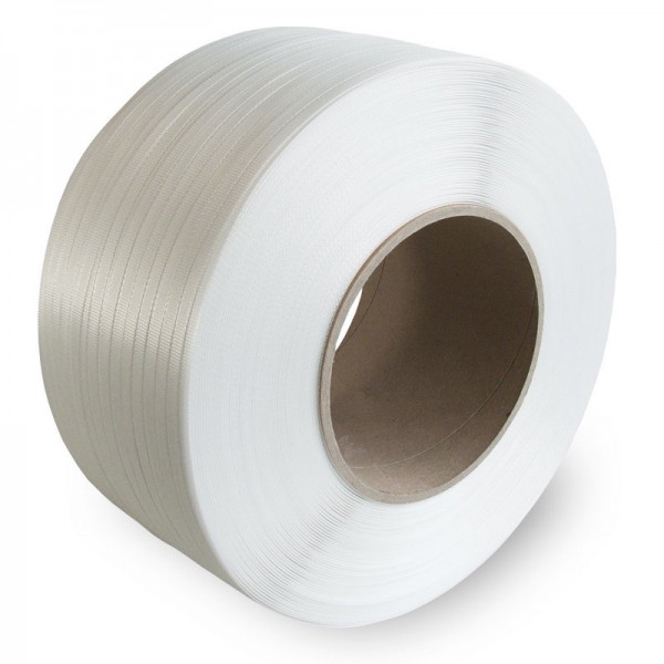 PP-Maschinenumreifungsband, weiß, 134 kp | 12 mm x 3000 lfm., Stärke: 0,55 mm | VE = 2 Stk.