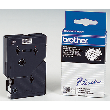 Brother Schriftbandkassette TC201 12mmx7,7m laminiert sw auf ws