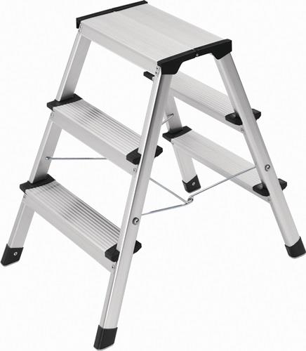 Klapptritt Stufen 3 Plattform-H.600mm Alu.m.Anti-Rutsch-Riffelung HAILO || VE = 1 ST