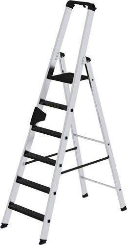 Stufenstehleiter 6 Stufen Alu.Gesamt-H.2050mm m.clip-step R13-Auflage MUNK || VE = 1 ST