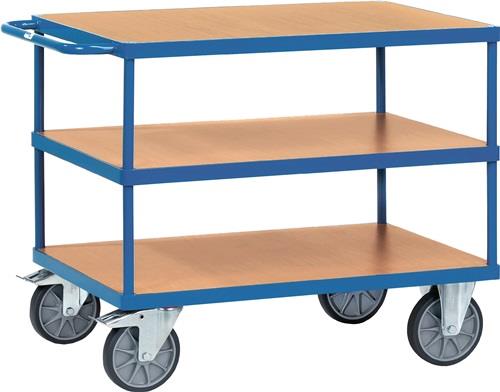 Tischwagen 3 Ladeflächen L1200xB800mm brillantblau Trgf.600kg FETRA || VE = 1 ST