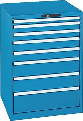 Schubladenschrank H1000xB717xT725mm lichtblau 7Schubl.Vollauszug,CodeLock LISTA || VE = 1 ST