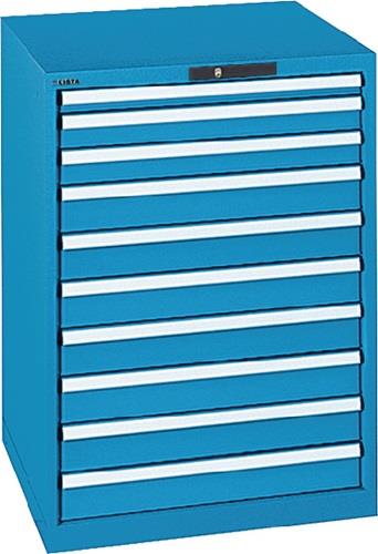 Schubladenschrank H1000xB717xT725mm lichtblau 10Schubl.Vollauszug CodeLock LISTA || VE = 1 ST