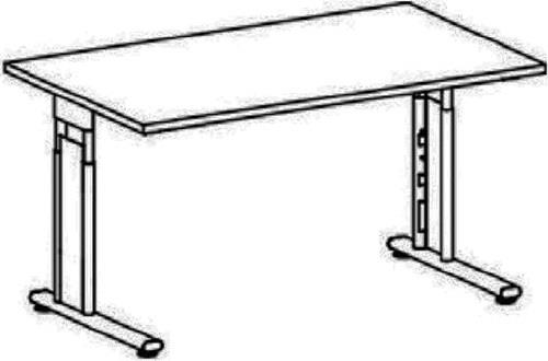 Schreibtisch Cyros H680-820xB1600xT800mm lichtgrau ger.Form C-Fuß GERAMÖBEL || VE = 1 ST