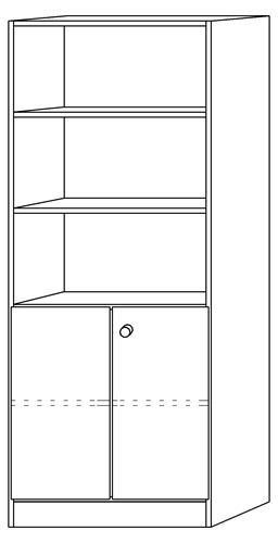 Schrank H2004xB800xT420mm Ahorndekor/silber 2 Türen H.1270mm Knaufgriff || VE = 1 ST