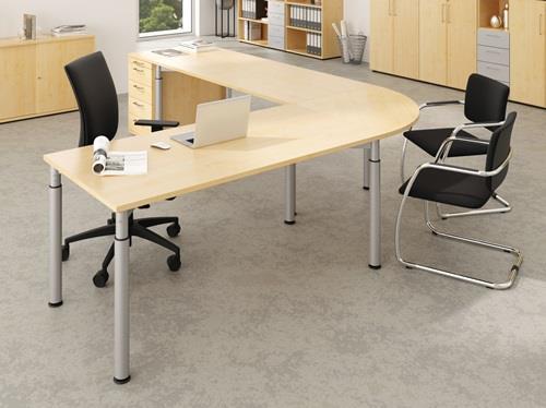 Schreibtisch Teda-P H700-1200xB1600xT800mm Nussbaum Gestell silber HAMMERBACHER || VE = 1 ST