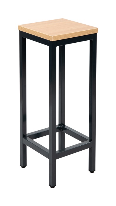 Bistro-Stehhocker weiß/lichtgrau Holzsitz,Fußstütze,4-seitig Gesamt-H.740mm