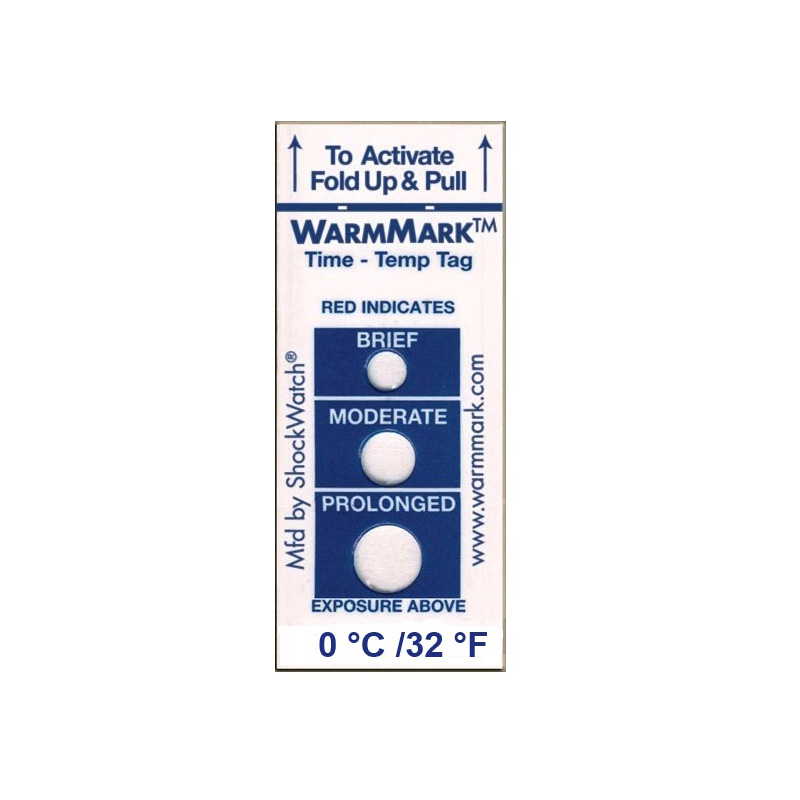 Wärmeindikator WarmMark®, Grenzwert 0° C | 46 x 19 x 1,5 mm (L x B x H) | VE = 100 Stk.