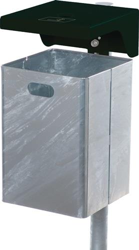 Abfallbehälter H685xB310xT360mm 50l verzinkt/moosgrün,RAL 6005 m.Ascher RENNER || VE = 1 ST