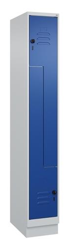 Garderobenschrank Classic PLUS Sockel 300mm lichtgrau/enzianblau 2 Abt.C+P || VE = 1 ST