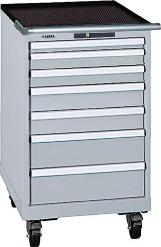 Schubladenschrank H990xB564xT725mm grau/grau 7 Schubl.Vollauszug,CodeLock LISTA || VE = 1 ST