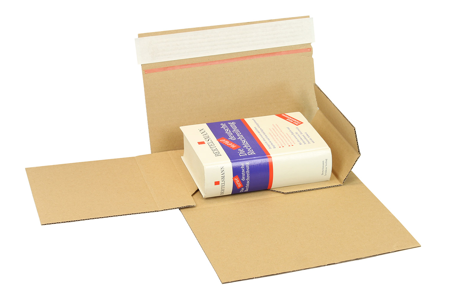 Buchverpackung Drehfix, 220 x 160 x 10 - 50mm, braun, mit Selbstklebeverschluss