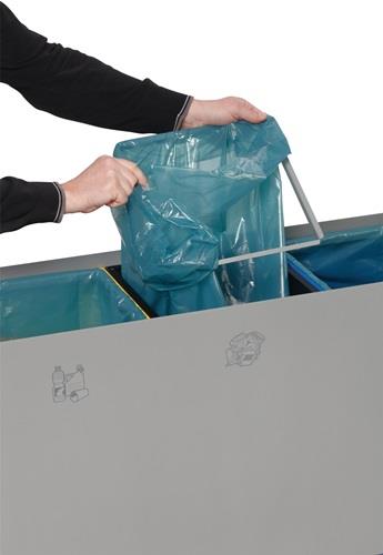 Wertstoffsammler H933xB1027xT330mm Inh.3x89l silber Beh.farbig VAR || VE = 1 ST