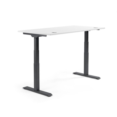 Schreibtisch 1600x605-1255x800mm Platte  weiß Gestell sw