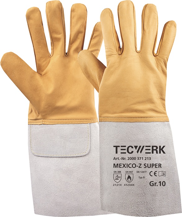 Schweißerhandschuhe Mexico Z Super Gr.10 gelb/grau EN 388/407/12477 10PA TW