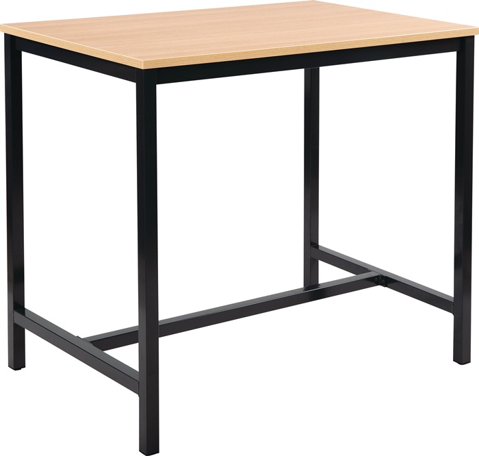 Bistro-Stehtisch Vierkantstahl,schwarz lack.Buche Tischplatte D.1200x800mm