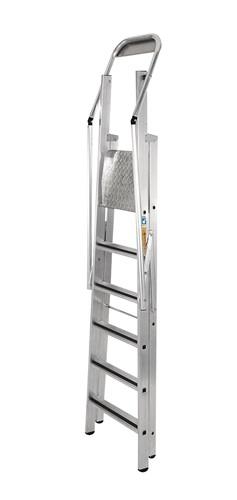 Plattformleiter 6 Stufen Alu.Plattf. L400xB400mm einklappbarem Sicherh.-Geländer || VE = 1 ST