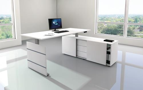 Schreibtisch M-ove siber H720-1200xB1800xT800mm weiß m.Sideboard || VE = 1 ST