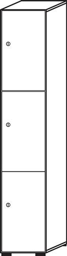 Schließfachschrank Zylinderschl.Graphit/Asteiche H2156xB400xT420mm 3 Abt. || VE = 1 ST