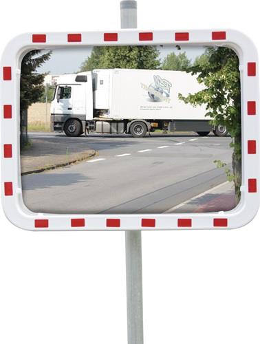 Verkehrsspiegel H600xB800mm Kunststoff,rot/weiß 22m || VE = 1 ST