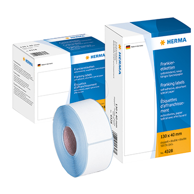 HERMA Frankieretikett 4328 130x40mm doppelt weiß 500 St./Pack.