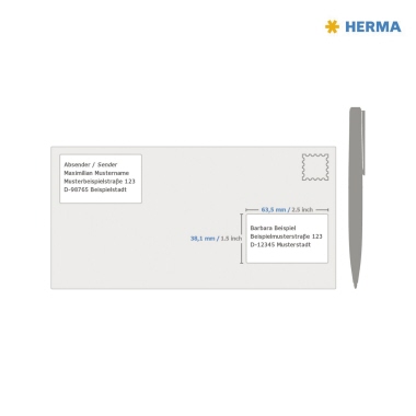 HERMA Folienetikett 8017 63,5x38,1mm tr 525 St./Pack.