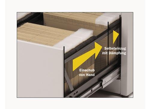 Hängeregistraturschrank H1050xB800xT600mm 2-bahnig grau/blau 3Schubl.o.Softeinz. || VE = 1 ST