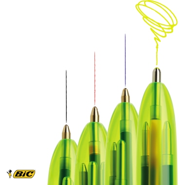 BIC Mehrfarbkugelschreiber 4Colours Fluo 982868 bl/sw/rt/neon.ge
