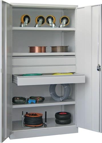 Schwerlastschrank Basic H1950xB1040xT630mm lichtgrau 3 Fbd.Schub.3x125mm PAVOY || VE = 1 ST