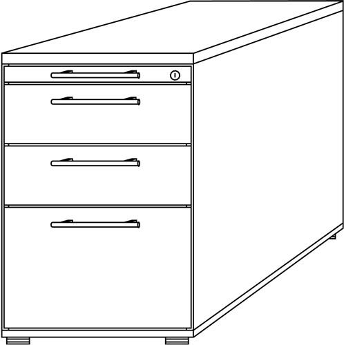 Standcontainer Belo H720-760xB428xT800mm Nussbaum 2Schubl.1Ausz.f.Registratur || VE = 1 ST