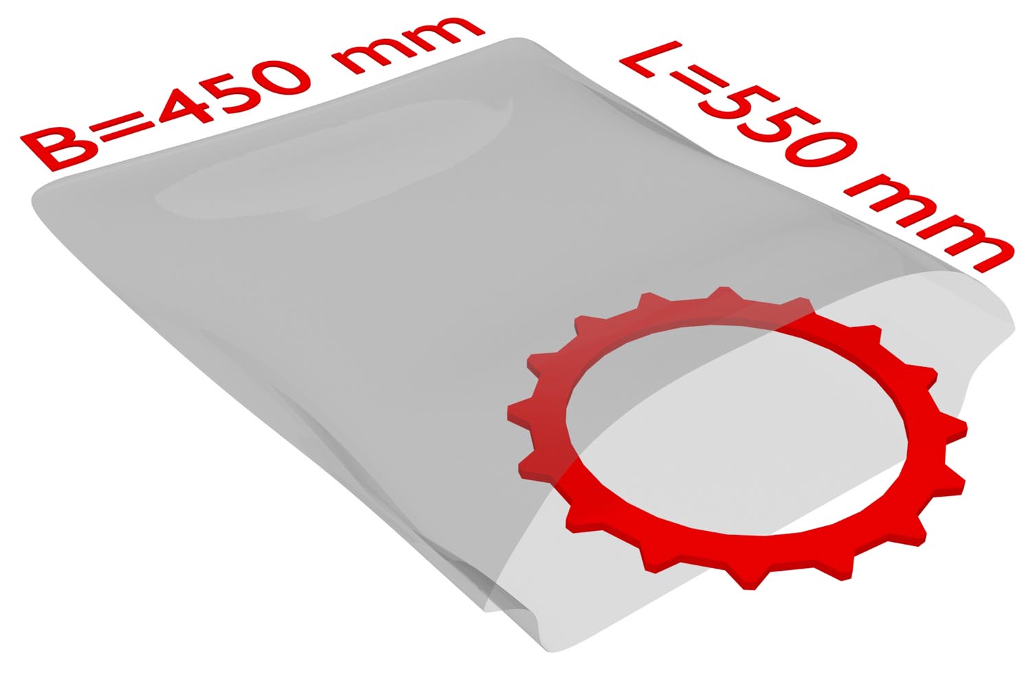 PE-Flachbeutel, transparent, 50 µ | 450 x 550 mm (Offene Seite x L) | VE = 500 Stk.